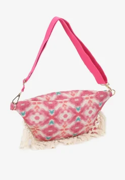 Różowa Nerka z Dodatkową Kieszonką Wewnątrz Ozdobiona Frędzlami Humubia