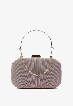 Różowa Owalna Torebka Ozdobiona Brokatem z Retro Zatrzaskiem Traorra