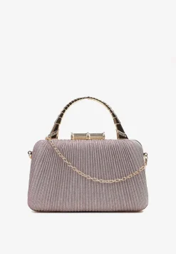 Różowa Połyskująca Torebka Kopertówka z Łańcuszkiem Bouffa