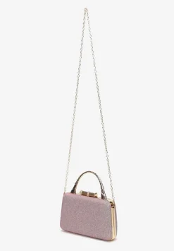 Różowa Połyskująca Torebka Kopertówka z Łańcuszkiem Bouffa