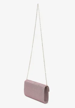 Różowa Torebka Kopertówka z Połyskiem Ozdobnie Marszczona Arutha