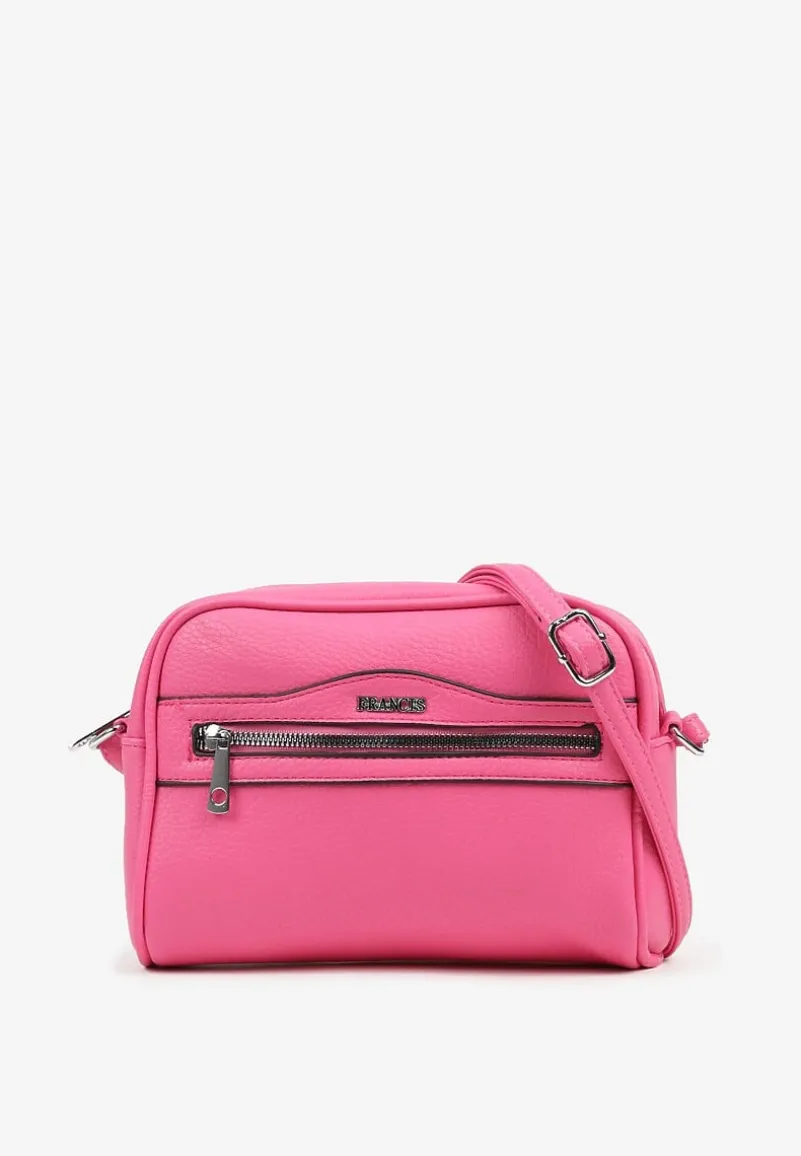 Różowa Torebka Listonoszka z Metalicznym Napisem Nilofae