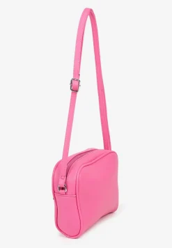 Różowa Torebka Listonoszka z Metalicznym Napisem Nilofae