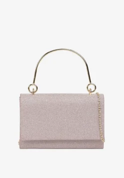 Różowa Torebka o Metalicznym Wykończeniu z Metalową Rączką i Łańcuszkiem Priscella