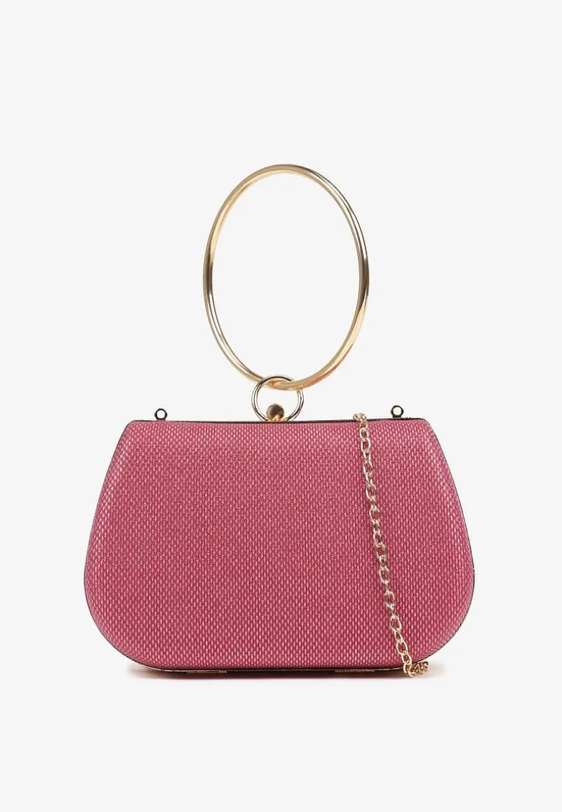 Różowa Torebka Typu Kopertówka Ozdobiona Okrągłym Uchwytem Tolarania