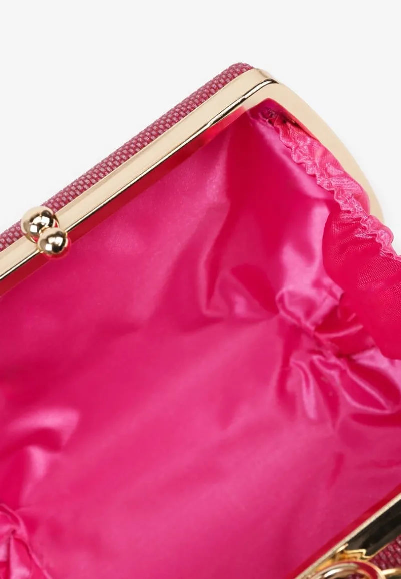 Różowa Torebka Typu Kopertówka Ozdobiona Okrągłym Uchwytem Tolarania