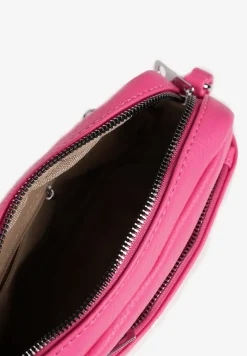 Różowa Torebka Typu Listonoszka z Suwakiem i Metalicznym Zdobieniem Silenaia