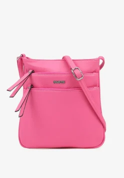 Różowa Torebka Typu Listonoszka z Zasuwanymi Kieszeniami Silatea