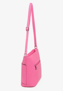 Różowa Torebka Typu Listonoszka Ozdobiona Suwakiem Dolaris