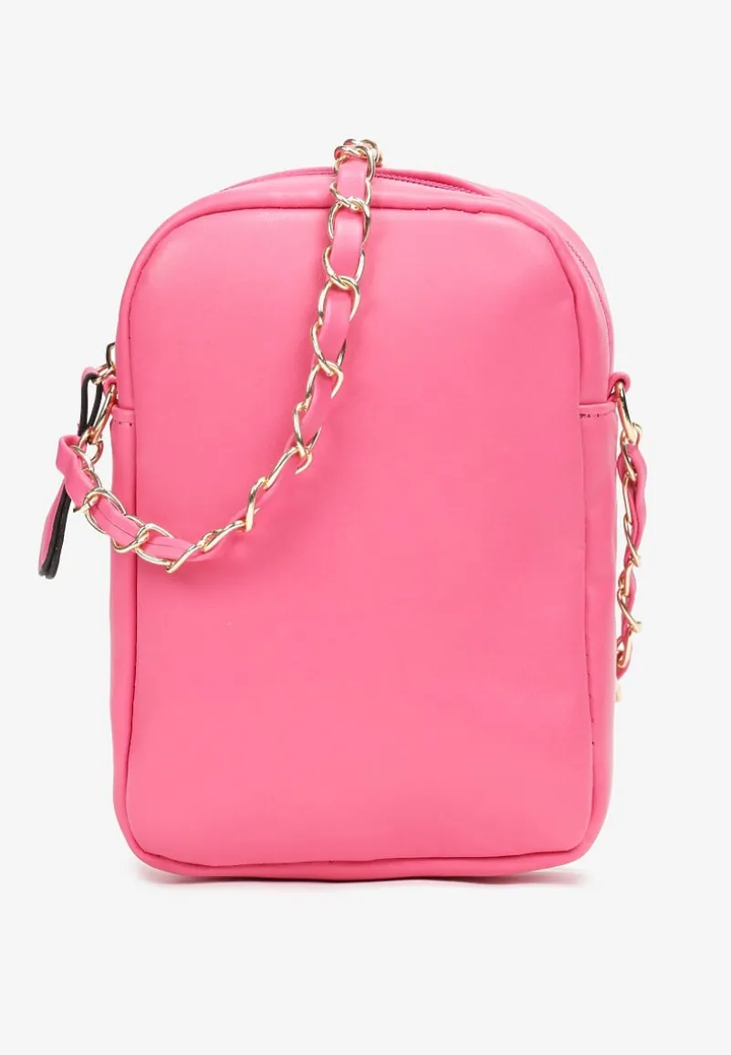 Różowa Torebka z Imitacji Skóry Pikowana na Ramię Isandia