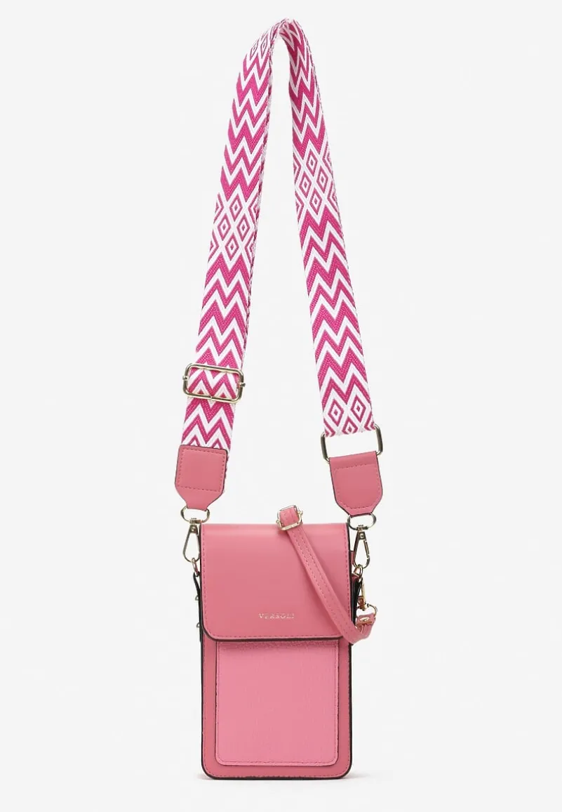 Różowa Torebka-Portfel z Odpinanym Paskiem i Kieszonkami Isamille