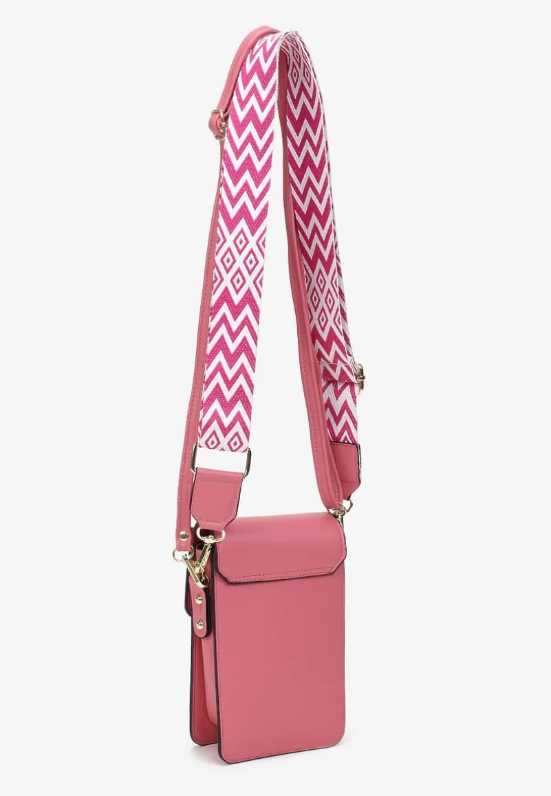 Różowa Torebka-Portfel z Odpinanym Paskiem i Kieszonkami Isamille