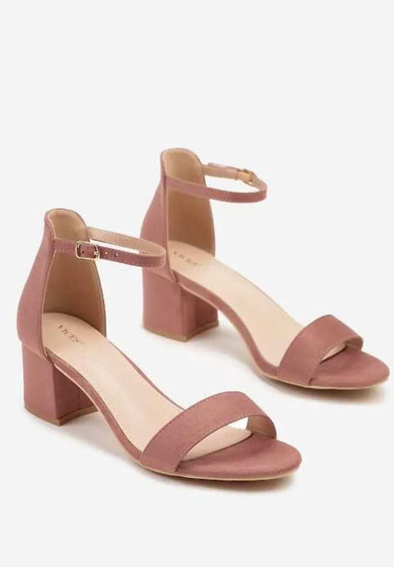 Różowe Basicowe Sandały na Słupku Vices z Paskiem Wokół Kostki Varhira