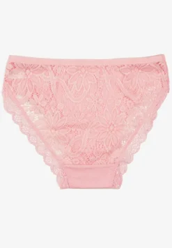 Różowe Bawełniane Majtki Figi z Ozdobną Koronką Lemmer