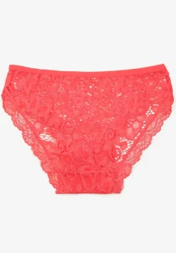 Różowe Bawełniane Majtki Figi Ozdobione Koronką Vleova