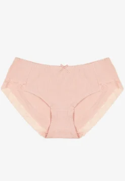 Różowe Bawełniane Majtki o Kroju Fig z Kokardką i Koronką Tamiseth
