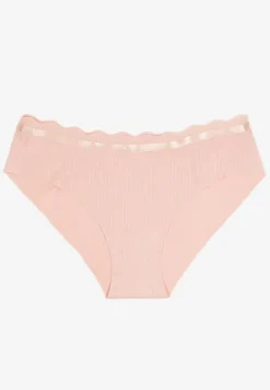Różowe Bawełniane Prążkowane Majtki Bezszwowe Figi Qesivia