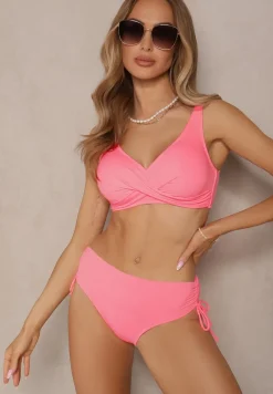 Różowe Bikini Biustonosz i Majtki Figi z Wiązaniem Kinalisa
