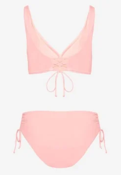 Różowe Bikini Biustonosz i Majtki Figi z Wiązaniem Kinalisa