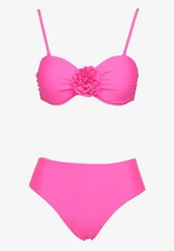 Różowe Bikini Majtki Figi Biustonosz Ozdobione Kwiatem 3D Tenionea