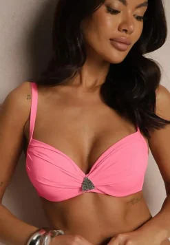 Różowe Bikini Majtki Figi Biustonosz z Trójkątną Aplikacją Natizeria