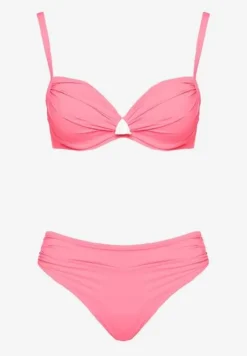 Różowe Bikini Majtki Figi Biustonosz z Trójkątną Aplikacją Natizeria