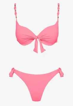 Różowe Bikini Majtki i Biustonosz z Wiązaniem Sadeenne