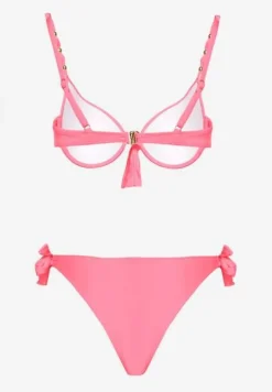 Różowe Bikini Majtki i Biustonosz z Wiązaniem Sadeenne