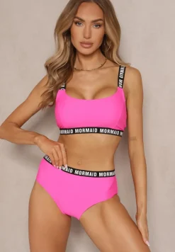 Różowe Bikini Majtki Typu Figi i Sportowa Góra Ozdobione Napisami Nevoneira