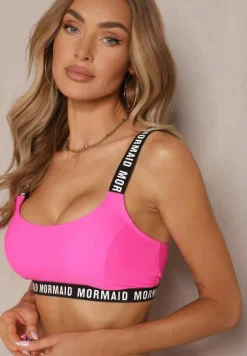 Różowe Bikini Majtki Typu Figi i Sportowa Góra Ozdobione Napisami Nevoneira