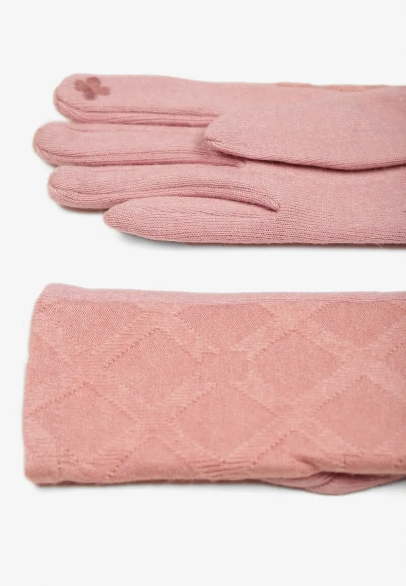 Różowe Dzianinowe Casualowe Rękawiczki z Bawełną Zinnithoa