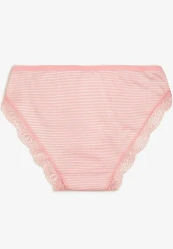 Różowe Figi Majtki z Bawełny Ozdobione Koronką Pilles