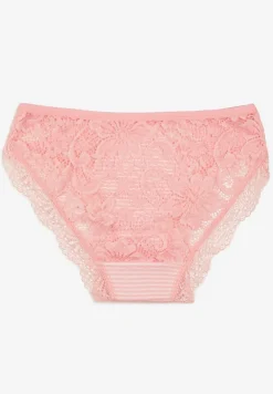 Różowe Majtki Figi Ozdobione Wstawkami z Koronki Povia
