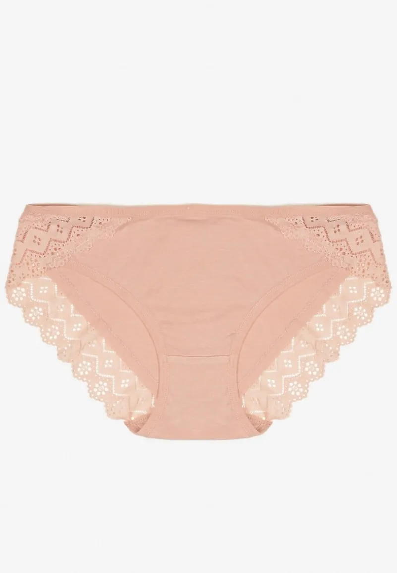 Różowe Majtki Figi z Bawełny z Koronką Mezirae
