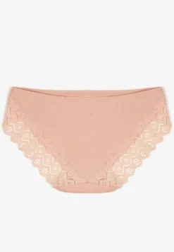 Różowe Majtki Figi z Bawełny z Koronką Mezirae