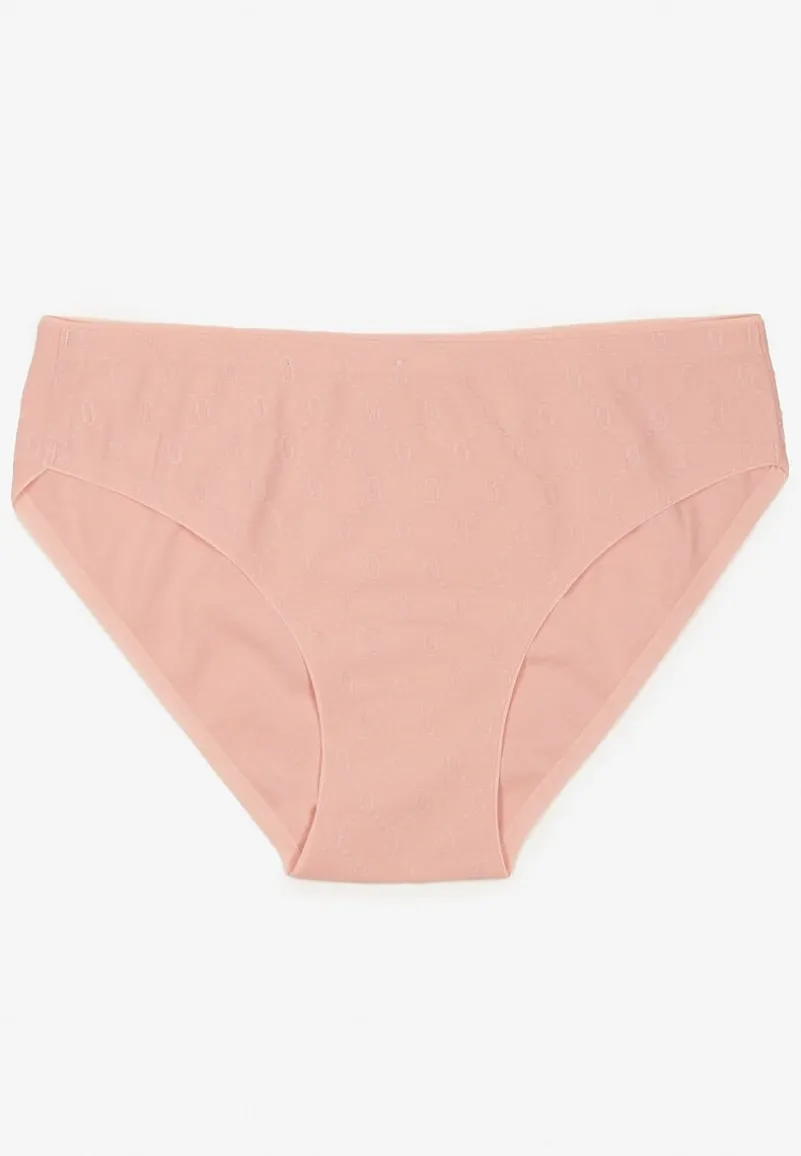 Różowe Majtki Figi z Bawełny Zdobione Tłoczonym Wzorem Annalesa