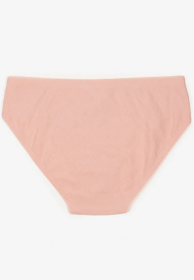 Różowe Majtki Figi z Bawełny Zdobione Tłoczonym Wzorem Annalesa