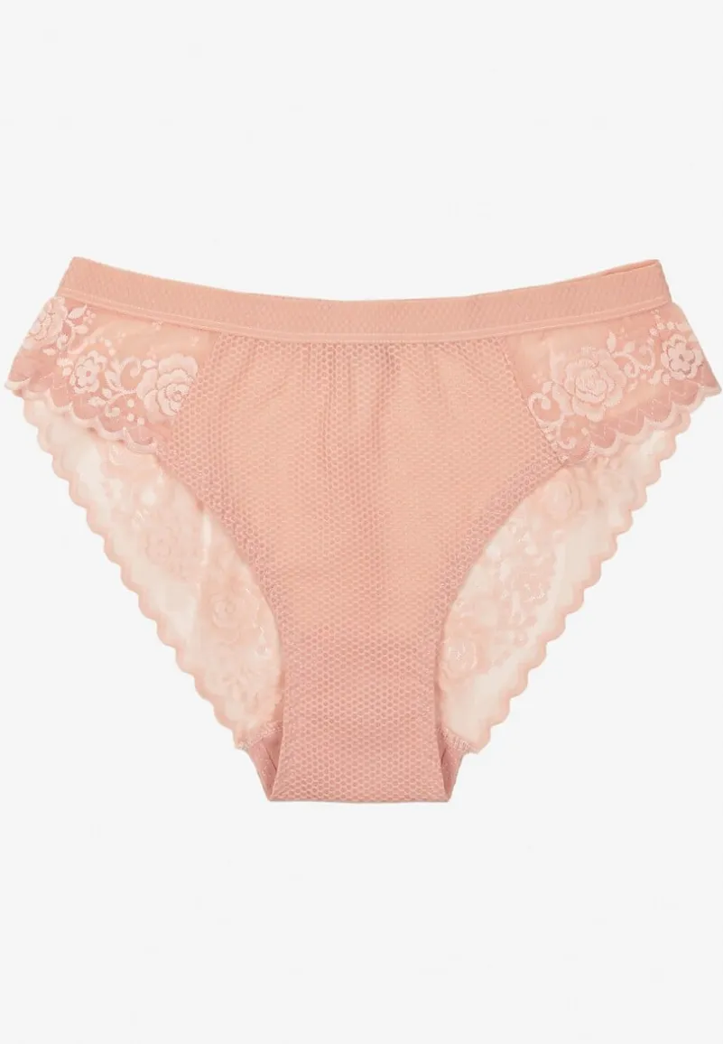 Różowe Majtki Figi z Koronkowymi Wstawkami Rantte