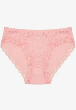 Różowe Majtki Figi z Koronką z Elastycznej Bawełny Wiabelia