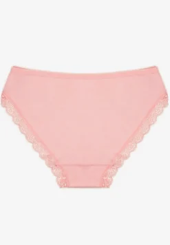 Różowe Majtki Figi z Koronką z Elastycznej Bawełny Wiabelia