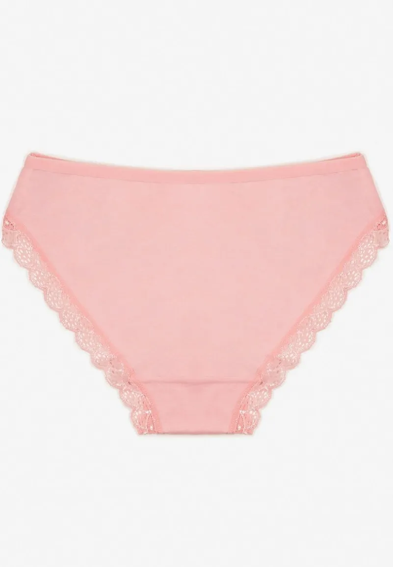 Różowe Majtki Figi z Koronką z Elastycznej Bawełny Wiabelia