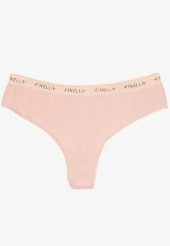 Różowe Majtki Stringi z Prążkowanego Materiału Wykończone Napisem Briavia