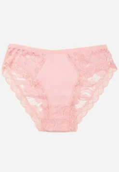 Różowe Majtki Typu Figi Ozdobione Koronkowymi Wstawkami Omikka