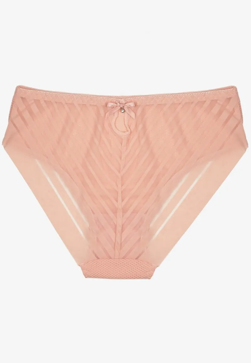 Różowe Majtki Typu Figi Ozdobione Paskami Ranmis