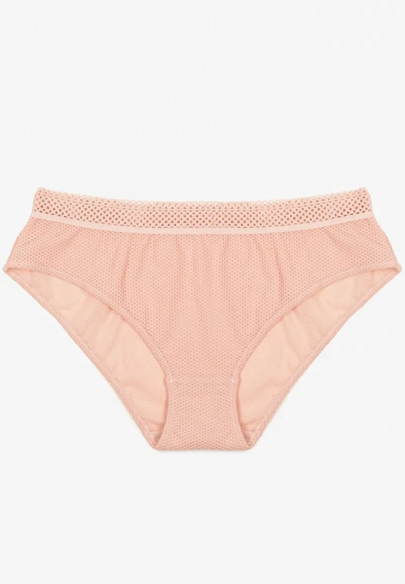 Różowe Majtki Typu Figi z Koronką Tirwia