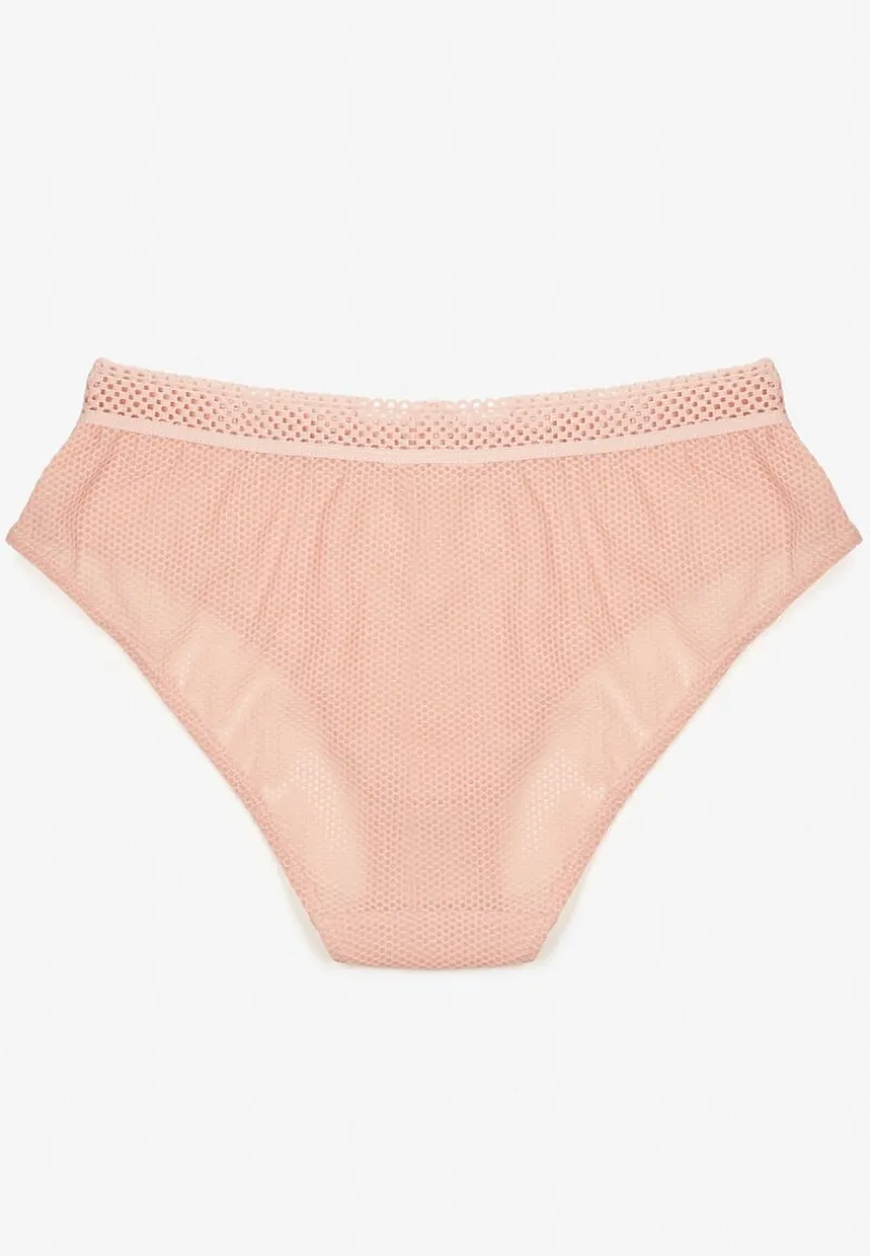 Różowe Majtki Typu Figi z Koronką Tirwia