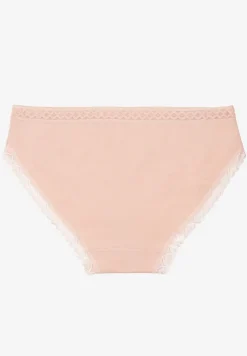 Różowe Majtki z Bawełny o Kroju Fig z Ozdobną Koronką Talivina