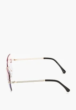 Różowe Okulary Przeciwsłoneczne w Metalicznej Oprawie Hellimia