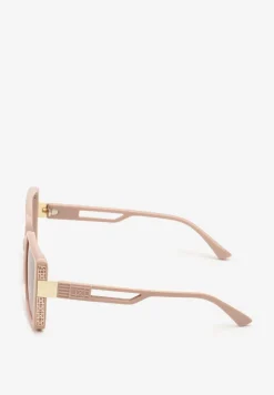 Różowe Okulary Przeciwsłoneczne z Filtrem UV i Geometrycznym Wzorem Talidessa