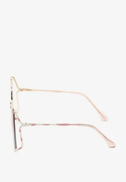 Różowe Okulary Przeciwsłoneczne z Filtrem UV w Cienkiej Oprawce Froline